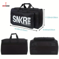 SNKR Bag by Sneaker Myth – Black Oxford Waterproof Shoe Bag with 3 Adjustable Dividers, 2-in-1 Hand & Shoulder Bag for Travel, Gym, Sports, Day Trips & Business – Lightweight & Durable. 