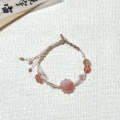 The same new Chinese style pink peony and bamboo leaf handmade woven thin rope bracelet for sweet girls. 