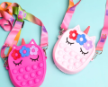 Silicone POP IT UNICORN FLORAL SHOULDER BAG Cute CrossBody Bag Handbag Mini Princess Messenger Bags Purse with Adjustable Strap High Quality Mobile. 
