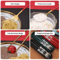 4pcs Portable Stainless Steel Cutlery Set Travel Dinnerware Set Spoon Fork Chopsticks Kitchen Accessory with Case Cutlery Camping Dinner Sets. 