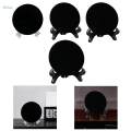 Feng Shui Black Obsidian Scrying Mirror, Black Obsidian Disc with Stand, Round 6cm. 