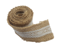 Natural Jute Burlap Ribbon With White Lace 1 Meter For Art And Craft. 