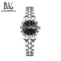 LouisWill Women's Fashion Double Calendar Diamond Waterproof Steel Band Watch Thin Strap Watch Diamond Dial Watches 30M Waterproof Wristwatch Quartz Movement. 