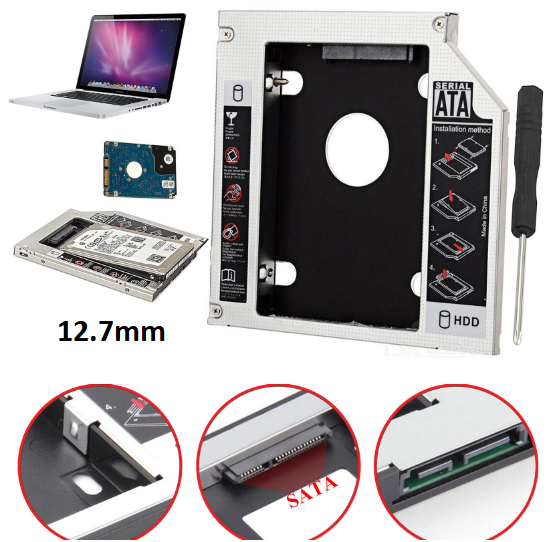 12.7mm Kit 9.5mm Kit For Laptop Hard Drive Caddy Second HDD Caddy Kit Laptop CD Room Hard Drive CD/DVD Drive Slot For SSD And HDD Hard Drive 9.5mm HDD Kit Case 12.5mm HDD Kit CD Room Case