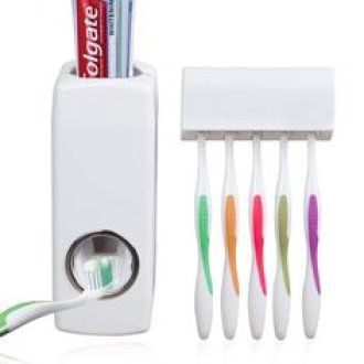 Toothpaste Dispenser With 5 Brush Holder Wall Mounted Automatic Hands ...