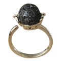 High Quality Sliver Plated Lava Stone Open Rings for Women Men Vintage Adjustable Balls Shape Gemstone Crystal Rings. 