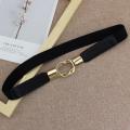 Fashion Thin Elastic Belt Female Metal Double Buckle Waistband Women Cinch Waist Seal Cummerband Clothing Accessories. 