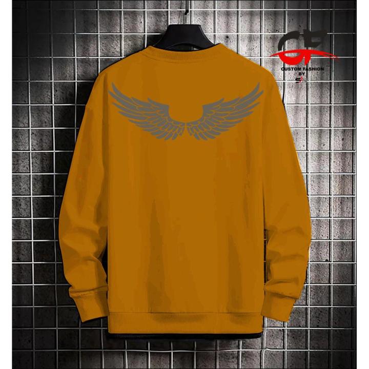 Reflected Angels Wings Sweatshirt Printed Style Fleece Sweat shirts For Men