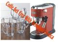 DeLonghi America, Inc EC685R Dedica Deluxe 15-Bar Pump Espresso Machine, Red With Free Imported Coffe Set. 