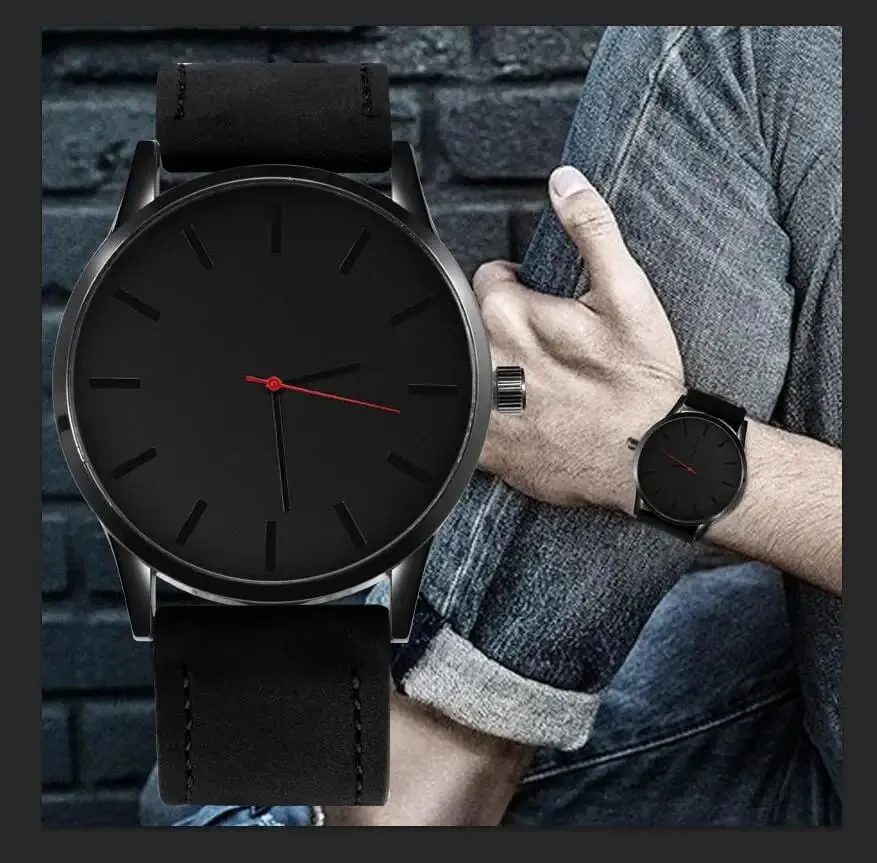 Leather Strap Quartz Watch For Men New Fashion Trendy Watch For Boys Best Watch For Office College Boys Daraz.pk