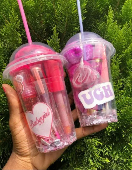 Girly Gift Cup Set – Lip Gloss, Lip Oil, Perfume & Accessories ...
