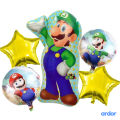 5 PCS Birthday Party Balloons - LARGE Mario Bros Balloons Luigi Balloons Video Game Decorations - LUIGI. 