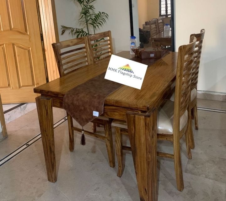 six seater dining table set / Dining Table with 6 Chairs / pure wooden Dining table set / Customize seat Colors / Beautiful Dining table set