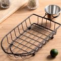 Boat Snack Basket, Iron Food Basket with Sauce Dippers, French Fries Basket, Food Oil Strainer Bucket, Creative Tableware Container, Stainless Steel Wire Strainers, Metal Wire Food Organizer for Home Restaurant. 