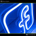 Facebook Meta Signage, 8x8" LED Lights with Table Stand, Mini Neon Desk Lamp, Social Media Logo, Wall Decoration, Home Living Bedroom Decor. 