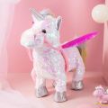 35cm Electric Walking Unicorn Plush Funny Toy Lead Rope Shake Hips Singing Music Stuffed Toy For Children Kids Gift. 