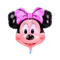 Minnie Mouse & Mickey Mouse Set of 5 Pcs Printed Chrome Metallic Foil Balloons Set For Baby Girl & Boy Reusable Balloon For Birthday Parties Decoration, Theme Party Supplies, PreSchool Class Theme Kids Born Day, Princess King Birth Day Helium Baloons Set. 