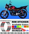 Wheel Stickers for HONDA CB-150-F Rim Reflector Tape Motorcycle Decals Graphics 17". 
