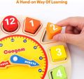 Joy Joy Wooden Shape Color Sorting Clock | Teaching Time & Number Blocks Puzzle | Stacking Sorter Jigsaw Montessori Educational Toy | Early Learning Gift for 1 Year Old Kids | Interactive Shape & Color Matching Toy | Developmental Learning & Fun. 