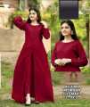 Button Centre Cut Style Long Frock With Plain Trouser/ Long Maxi with Trouser/Readymade/Maxi for GIRLS. 