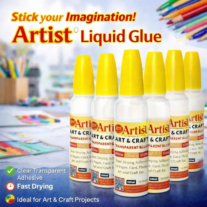New 60ml Quick-Drying Transparent Craft Glue for Paper, Card, Photos, Art & Craft Projects (Pack of 1 / 2 / 3 / 4 / 5)