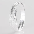 Women's Vintage Simple Angel Feather Bangle Adjustable Opening Cuff Bracelet. 