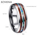 Fashion Unisex Wooden Abalone Shell Titanium Steel Ring Wedding Party Jewelry. 