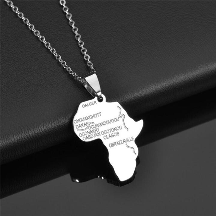 African Africa Map Pendant Necklace Gold Silver Color Stainless Steel Choker Necklace For Women Jewelry Collier