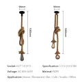 Rope Ceiling Hanging Lamp Base E27 1 meter 220V Kitchen Loft Industrial Retro Hanging Edison Decor Pendant Light BULB NOT INCLUDED. 