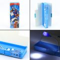 Pencil Box with Sharpner & LED Lamp Light , 2-Sided Cartoon Printed Case for School, Birthday Gift for Kids - Art Plastic Pencil Case (Random Design). 