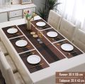 7Pcs Table Mat & Table Runner Set Heat Resistant Placemats, Stain Resistant Washable PVC Table Mats for Dining Table Woven Placemat. 