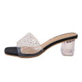 Women Block Heels Transparent Sandals casual party Shoes. 