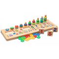 Montessori Rainbow Rings Dominos Children Preschool Teaching Aids Counting and Stacking Board Wooden Math Toy. 