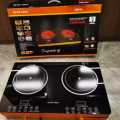 SILVER CREST Infrared Double Burner, 7000W(3500W Each) Electric Hot Plate and Portable Stove with 7.75" Each , Infared cooker,Hot Plate Induction Cooker Touch Panel Effective and Constant Temperature Control Smart Cooking Safe and Energy Saving Easy to Cl. 