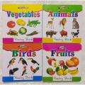 Pack Of 4 Board Books For Kids - Vegetables, Fruit, Birds and Animals - Medium Size - Hard Bound Book For Kids- Kids Books For Early Learning- Reading Book For Kids. 