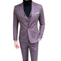 3 Pcs Men's Plaid Suit Sets High-end Mens Business Wedding Party Dress Man Jacket with Vest and Pants. 
