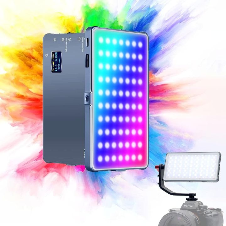 Hot RGB-T12PRO RGB Photo and Panel 360 Video Rechargeable Light Camera Lighting Equipment Led Video Shooting Set for Tiktok, Portable RGB Camera Light,