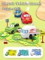 Railcar Puzzle Montessori Kids Toy 15 Pcs Magnetic Electric Racing Car Track Traffic Game DIY Assembly Electric Toddler Puzzle Track Set with Vehicle, Battery Powered Toy Vehicle and Puzzle Board, Railcar Building Toys Best Education Toy For Gift Age 3+. 