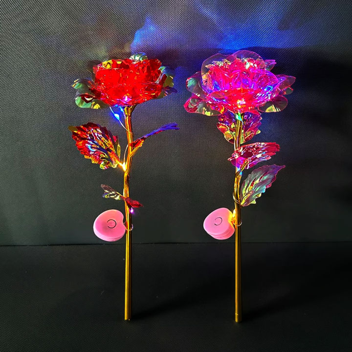 24K Foil Gold Plated PVC Rose With LED Lights - 1 Flower Box Packing ...
