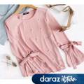 Stylish & Beautiful tea pink shirt for girls. Lilen fabric shirt for girls. 