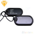 Military Army Style Black 2 Dog Tags Pendant Sweater Chain Necklace Men's Jewelry. 