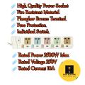 High Quality Extension Lead/Wire 5 Way Sockets  With 3 Meter (99.9% cooper wire) Cable ⋮ 2800 Watts ⋮  Heavy Duty Extension⋮ Model  EHT- 158. 