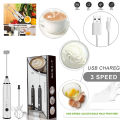 USB Rechargeable Milk Frother 2 in 1 Electric Coffee Beater Handheld Mixer Mini Egg Whisk Portable 3 Speed Foam Maker for Latte Cappuccino Cream Drink Mixer Kitchen Gadget Lightweight Easy Clean. 