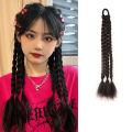 Y2K Ponytail Extensions Synthetic Boxing Braids Wrap Around Chignon Tail With Rubber Band Hair Ring Brown Black Ombre Braid. 