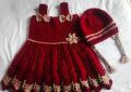 Handmade Crochet Dress Set for baby girls/Crochet Frock for baby girls/Crochet Clothes for Baby Girl/Crochet Woolen Frock/Cap and Shoes. 