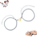 Pcs Set - 1 Pair - Magnetic Heart Bracelet For Girls and Women Couples - Stainless Steel Magnet Attraction Friendship and Love Couple Hand Band For Ladies - Best Friend Ship Bangle. 
