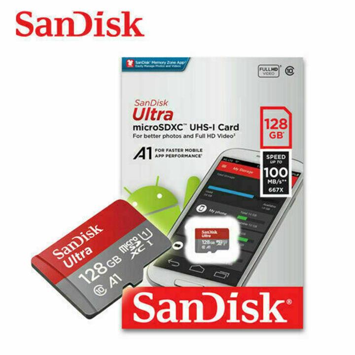 100% Original 128GB SanDisk Ultra UHS-I microSDXC Memory Card - 100MB/s