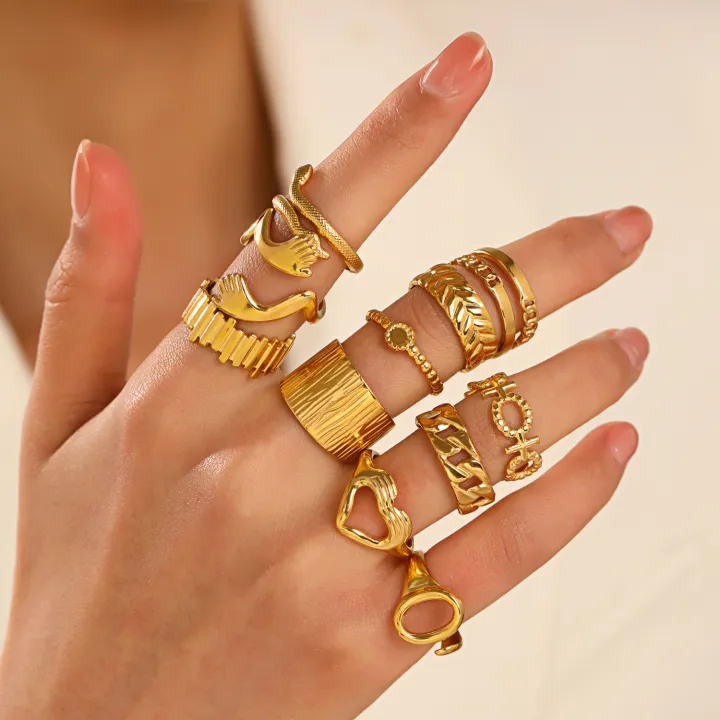 Fashion%2018k%20gold%20stainless%20steel%20jewelry%20women%20adjustable%20beautiful%20stainless%20steel%2018k%20gold%20ring%20-%20Image%202