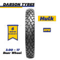 HULK 3.00-17 (Rear Wheel) - 125CC Motorcycle Tyre and Tube Set DARSON TYRES. 