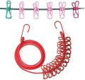 1Pc Cloth Drying Rope with Hooks | Elastic Hanging Rope for Cloth Drying with 12 Clips | Cloth Rope for Drying Clothes for Travel Home Outdoor | Kapde Sukhane Ki Rassi | Wire | Multicolor. 